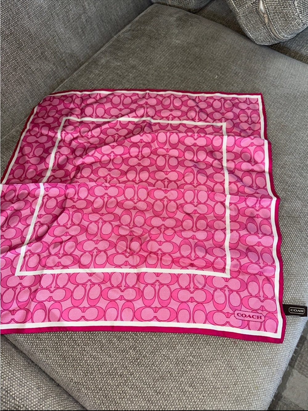Coach Pink Signature Silk Square Scarf